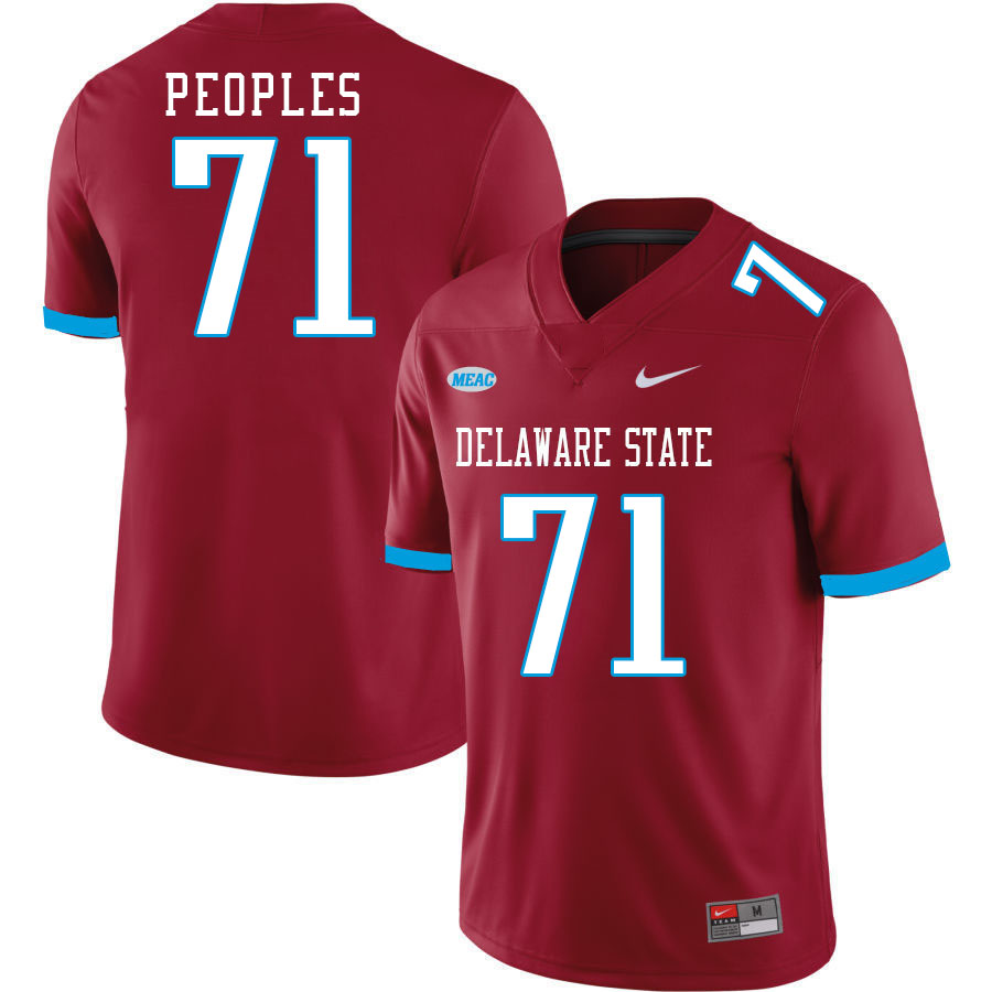 Men-Youth #71 Mathias Peoples Delaware State Hornets 2023 College Football Jerseys Stitched-Red